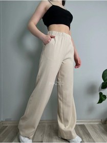 Resim Hazel Kadın Taş Yüksek Bel Lastikli Bol Paça Pantolon-taş Taş 