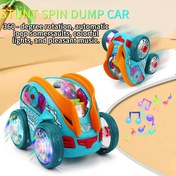Resim Renkli ışıklar ve müzik ile otomatik bir kamyon oyuncak, kendiliğinden sürer ve çok eğlenceli. Doğum günleri, tatiller, Noel, Şükran Günü, Cadılar Bayramı ve partiler için harika bir hediye. 