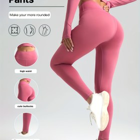 Resim Karnı Kontrol Eden Yüksek Belli Kadın Yoga Pantolonu, Düz Renk Egzersiz Taytı, Avrupa Ölçüsü Koşu, Spor Salonu ve Yoga Aktiviteleri İçin Uygun 