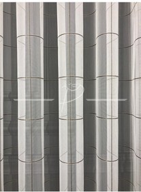 Resim Tül Perde Gülal Desen Kareli Çizgili Etek Kurşunlu Düz Tül Ekru 