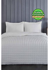 Resim Evlen Home Joy Pamuklu Yatak Örtüsü Seti Çift Kişilik 3 Parça Elyaf Dolgulu Yumuşak Günlük Yıkanabilir Beyaz 