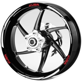 Resim Kırmızı Kuba Yazılı 3 Parçalı Reflektif Beyaz Jant Şeridi 