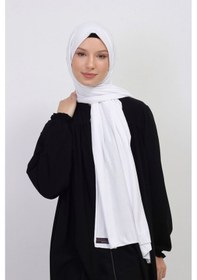 Resim Manolyaşal İslamic Hijab Tesettür Penye Şal - 70 X 180 / Beyaz Beyaz 