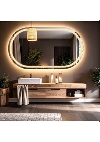 Resim Ovanta Günışığı Lazer Kumlamalı Lavabo & Banyo Aynası Dokunmatik Sensörlü 70 X 40 Cm 