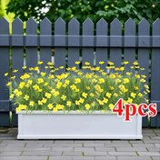 Resim 4 Adet Canlı Sarı Yapay Nane Çiçekleri - 19,68 İnç Gerçekçi Plastik Çiçek Buketi, Bahçe, Balkon, Pencere Kutusu ve Ev Dekoru İçin Uygun - Bakım Gerektirmeyen, Düğünler, Şükran Günü, Yıldönümleri vb. için Mükemmel, Doğal Görünümlü Çiçekler, Dayanıklı Çiçek Aranjmanı (Vazosuz) 