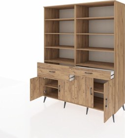 Resim Kronos Gardrop 10 Raflı 2 Çekmeceli 4 Kapaklı 176x59x221 Çam-çam Çam 