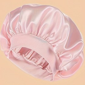 Resim 4 renk seçeneği, elastik bantlı saten uyku başlığı - günlük kullanım ve uyku için rahat polyester geniş kenarlı banyo şapkası 