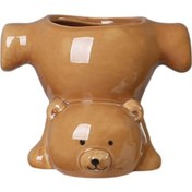 Resim Suntek Ayı Şekilli Bitki Kap Süsleme Saksı Masa Kahverengi 