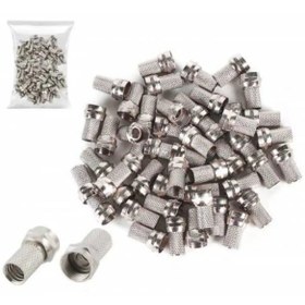 Resim nelerbulurum F Konnektör Standart Anten ve Uydu Kablo Uç 18 MM X 8 RG6/U4 (50 Adet) 