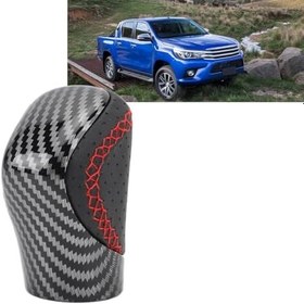 Resim Acouto Dayanıklı ABS Vites Topuzu Kapak Trimi, Ergonomik Tasarım, Koruyucu Özellikli 2015-2021 Için Şık Görünüm (Karbon Fiber Stili + Delikli Deri + Kırmızı) 