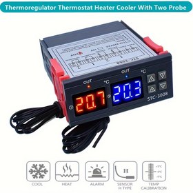 Resim STC-3008 Akıllı Çift Kontrollü Sıcaklık Kontrol Cihazı Dijital Ekranlı - 110V/220V, Pil Gerektirmez - Akvaryumlar İçin İdeal 