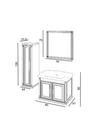 Resim Denko Albatros 80 Cm Mdf Beyaz Banyo Dolabı Takımı + Boy Dolabı Beyaz 