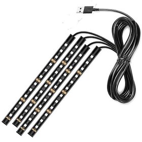 Resim Cbtx E2u Usb 12v Tek Renkli Araç Ortam Işığı Suya Dayanıklı 48 Araç İç Dekorasyonu İçin Led Işık Şeridi - Kırmızı 