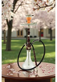 Resim Özel Taşıma Çantalı Doğal Ahşap Gövdeli Tam Tahliye Sistemli Premium Nargile Takımı 75 Cm. 