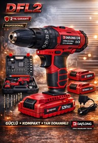 Resim DAFLONG PRO METAL SANZUMAN BAKIR SARGILI ÇİFT AKÜLÜ ŞARJLI DARBELİ MATKAP DFL-2 