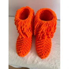 Resim Merut Style El Örgüsü Kadife Ip Püsküllü Ev Botu Panduf 