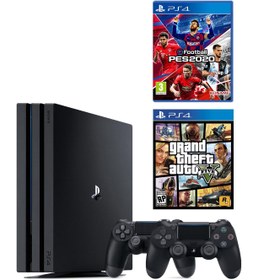 Resim Playstation 4 Pro 1 TB + 2. PS4 Kol + PS4 Pes 2020 + PS4 GTA 5 