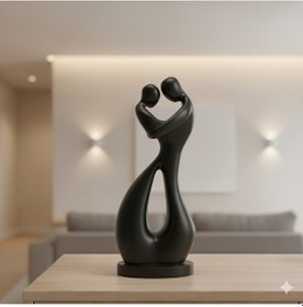 Resim İki Kalp Bir Aşk Modern Siyah 3d Baskı Çift Heykeli 15 Cm Pla Malzeme Romantik Ev Dekoru 