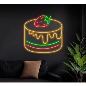 Resim Çilekli Pasta Figürlü Neon Tabela Turuncu 