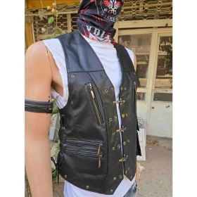 Resim Hakiki Deri Motorcu Chopper Deri Yelek 
