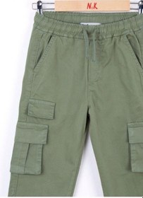 Resim Nk Kids Çocuk Kargo Cepli Beli Paçası Lastikli Kargo Pantolon-13834-haki Haki 