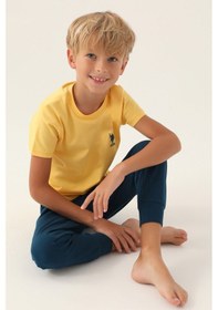 Resim U.S. Polo Assn. U.s. Polo Assn Lisanslı Palm Tree Sarı Erkek Çocuk Pijama Takımı 5274-43359 Turuncu 