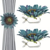 Resim 2 adet Zarif Çiçekli Perde Klipsi - Modern Tarz Polyester Perde Tutucuları Güneş Çiçeği ve Yaprak Tasarımlı, Banyo, Oturma Odası, Yatak Odası İçin Mükemmel - Ev Dekorasyonu İçin İdeal Hediye, Perde Klipsi|Dekoratif Perde Tutucu|Polyester saç tokası, Oturma Odası İçin Perdeler 