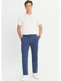 Resim AC&Co / Altınyıldız Classics Erkek Indıgo Pamuklu Comfort Fit Rahat Kesim Yan Cepli Armürlü Esnek Pantolon İndigo 