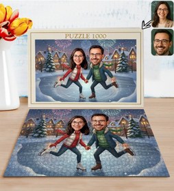 Resim Bk Gift Kişiye Özel Sevgili Yılbaşı Karikatür Tasarımlı 1000 Parça Profesyonel Puzzle-3, 1000 Puzzle, Yeni Yıl Hediyesi, Yılbaşı Hediyesi Kobitmeyenco 