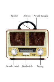 Resim Genel Markalar Meier M-112bt Nostaljik Ahşap Retro Radyo Bluetooth Fm Sd Aux Usb 