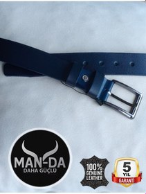Resim Man-da Deri Manda Derisi Erkek Kemer Lacivert 