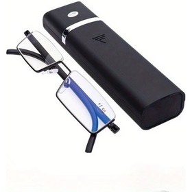 Resim Willowhaven Siyah +200 Metal Çerçeve Okuma Gözlüğü Ultra Hafif Presbiyopi Yarım Çerçeve Net Lens 