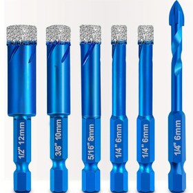 Resim 6 adet Elmas Matkap Ucu Seti Karolar ve Cam için - 6mm, 8mm, 10mm, 12mm Karbür Uçlar + Konumlandırma Matkabı içerir, Seramik, Porselen, Mermer, Granit için İdeal - Dayanıklı, Verimli Kesme Araçları, Taş için Elmas Matkap Uçları 