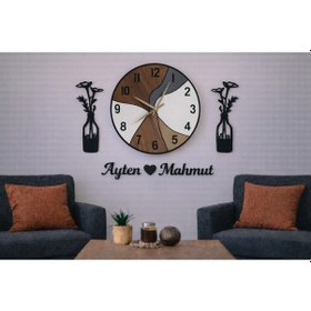 Resim Duvar Saati 40 Cm Çiçekler 30 Cm Kişiye Özel Şık Ve Modern No 1011 Çok Renkli 