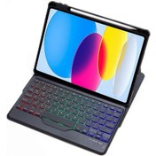 Resim Uyumlu F10bs 360 Dönebilen Akrilik Şeffaf Bluetooth Klavye Deri Kılıf Arka Aydınlatmalı S57 Ratetime Diğer 