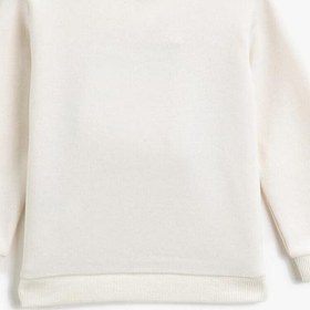 Resim Erkek Bebek Bisiklet Yaka Slogan Yazılı Islemeli Sweatshirt 