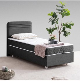 Resim Mila Tek Kişilik Baza Başlık Orthosoft Yatak Seti - Antrasit 100 x 200 