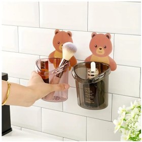 Resim 1 Adet Kozmetik Düzenleme Diş Fırçalık Ayı Figürlü Çok Renkli 