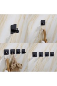 Resim Zift Unique 2 Adet Paslanmaz Çelik Siyah Banyo Askısı / Bornoz Askısı / Havlu Askısı / Havluluk /paslanmaz Hooks 