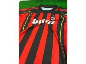 Resim Milan Paolo Maldini Iç Saha Siyah Kırmızı Renk Kısa Kol Nostalji Forma /yakalı Maldini Forma 