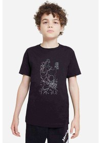 Resim Anime One Punch Man Baskılı Unisex Çocuk Siyah T-Shirt (534613126) 