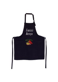Resim Mutfak Önlüğü Kişiye Ve İsme Özel Nakışlı Mutfak Önlüğü Biber02 Farklı Renkler Siyah 