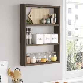 Resim Robin Home Marla 3'lü Duvar Rafı Mutfak Banyo Rafı Kahve Ma1-Cu 