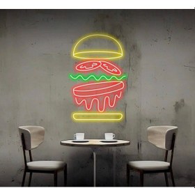 Resim Hamburger Figürlü Neon Tabela Kırmızı 