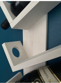 Resim Doğal Ahşap Vintage Şaraplık, Şarap Rafı, Beyaz 