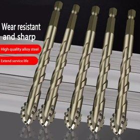 Resim 5 adet Metal Karbür Matkap Seti, 4-Flüt, Altıgen Sap, Darbe Dayanıklı, Hassas Kuru Matkap Araçları, Yuvarlak Sap, Elektrikli Olmayan, Seramik, Döküm Demir ve Beton için 