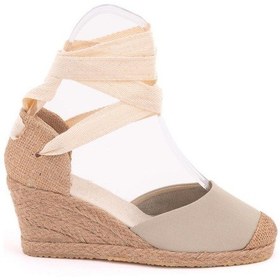 Resim Gerçek Elişi Bej Ipli Dolgu Topuk Keten Espadril Handmade Bej 