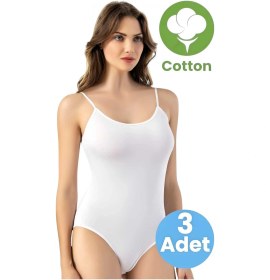 Resim Tezzgelsin Kadın 3'lü İp Askılı Çıtçıtlı Body Beyaz 