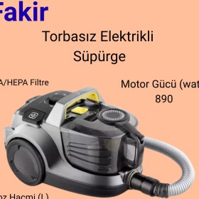Resim Fakir 890 W H.e.p.a. 13 Filtre ,freelander Bl 6054 Toz Torbasız Elektrikli Süpürge,sarı-Gri 