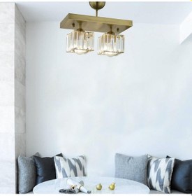 Resim Rivia 2 Li Eskitme Plafonyer Kristalli Taşlı Modern Tasarım Kristal Salon Avize 